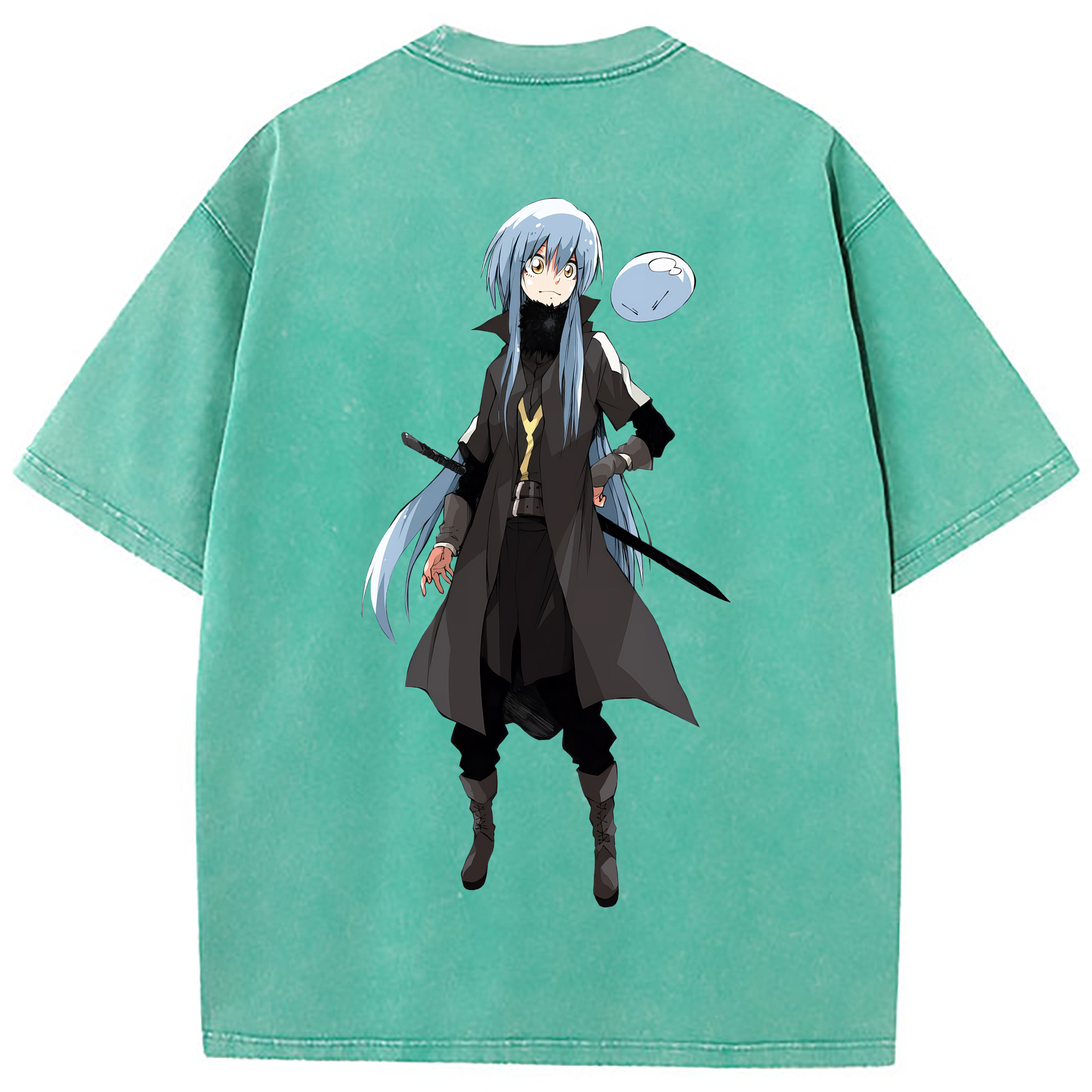 （画像用） 転スラ Regarding Reincarnated to Slime 綿100% ヴィンテージ風 半袖Tシャツ（背面プリント）